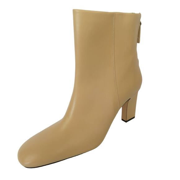 New ZARA Tan Leather Back Zip Square Toe Heeled Ankle Boots Womens 10 EU 41 - Picture 7 of 11